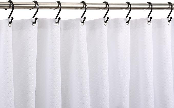 Metal Shower Curtain Hooks, Rust Proof Shower Curtain Rings, Black Shower Curtain Hooks for Bathroom, S Shaped Decorative Shower Hooks Hangers for Shower Curtain Rod,Set of 12