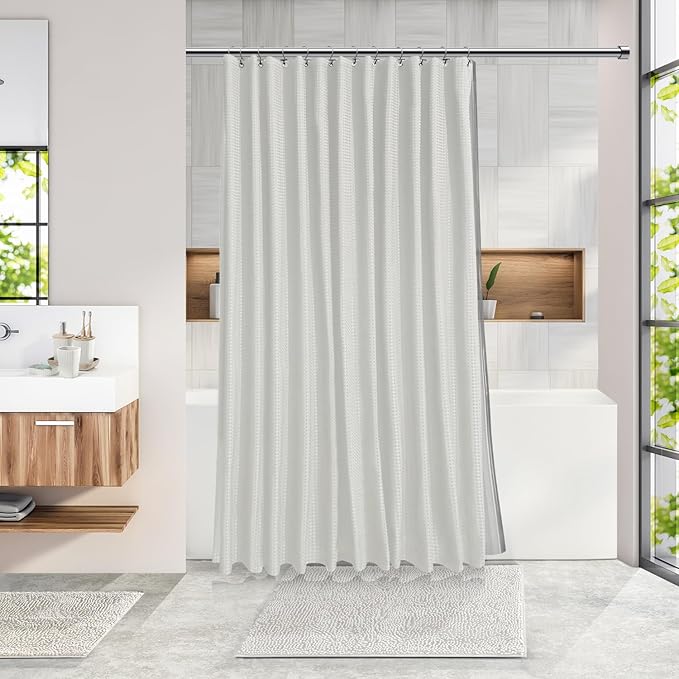 Clara Clark White Bathroom Set, Bathroom Sets with Shower Curtain and Rugs | 22 Piece Bathroom Accessories Set with Toothbrush Holder, Soap Dispenser, Soap Dish, Toilet Brush, and Bathroom Trash Can