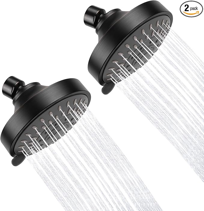 AISOSO High Pressure Rain Shower Head 2PCS 5 Modes 4.1" Oil Rubbed Bronze | Low Water Pressure Compatible, Powerful Spray Fixed Showerhead for a Relaxing Indoor & Outdoor Shower