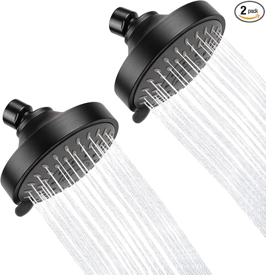 AISOSO High Pressure Rain Shower Head 2PCS 5 Modes 4.1" Oil Rubbed Bronze | Low Water Pressure Compatible, Powerful Spray Fixed Showerhead for a Relaxing Indoor & Outdoor Shower