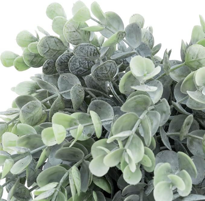 MyGift Artificial Eucalyptus Plant in Modern Gray Concrete Pots (1, Grey) | Realistic Faux Botanical Accent in embossed planter pot adds elegant, maintenance-free greenery for Home or Office