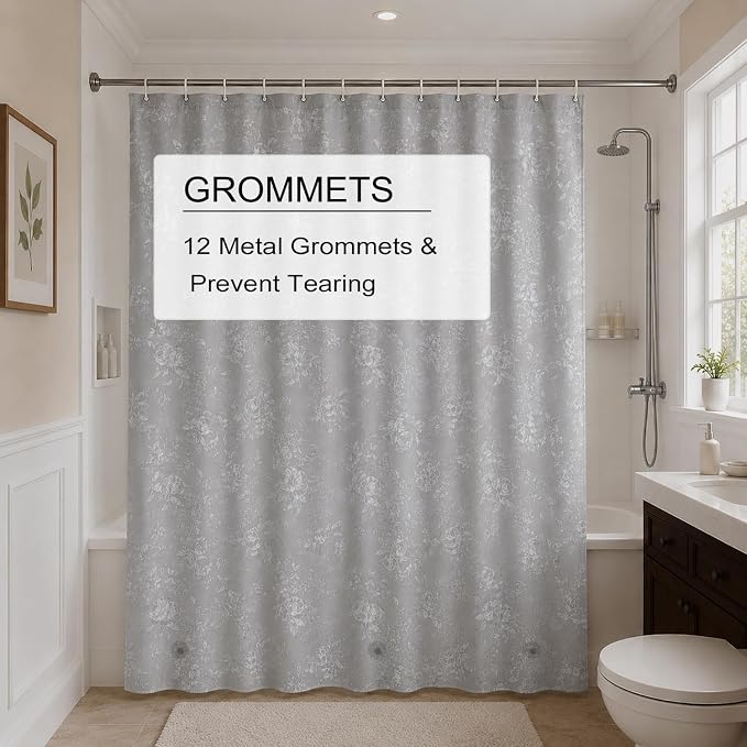 TIKABC Shower Curtain Liner, 4G PEVA Shower Liner, Plastic Waterproof Shower Curtains, 72x72 inch with Grommet Holes 3 Magnetic Weights