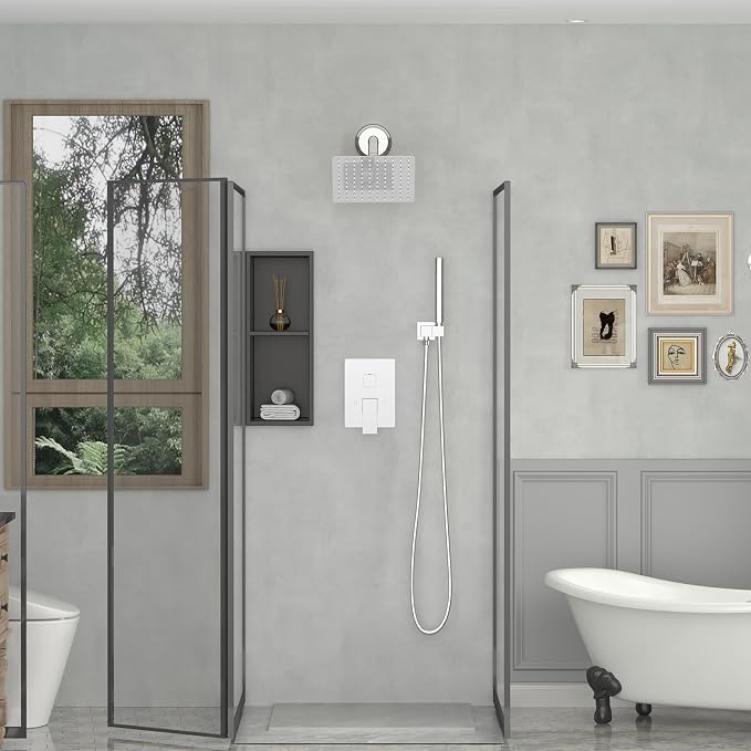 8 Inch Rain Shower Head High Pressure Rainfall Shower Head Chrome | Square Rain Bathroom Showerhead, High Flow, Large Stainless Steel, Ceiling Mounted, Wall Mounted, Waterfall Full Body