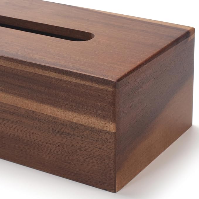 Tissue Box Cover Rectangle, Wood Tissue Box Holder, Wooden Facial Paper Holder for Bathroom, Bedroom, Dinner Table, Office (2 Pack, 9.8 x 5.5 x 3.7 inch)