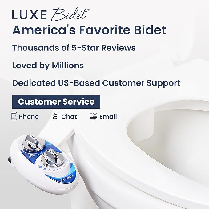 LUXE Bidet NEO 120 - Bidet Attachment for Toilet Seat, Blue | Non-Electric, Single Nozzle, Self-Cleaning, Adjustable Water Pressure, Rear Wash