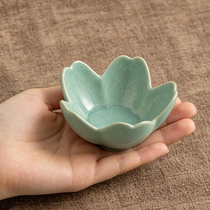 Floral Ceramic Jewelry Tray, 3.5" Ring Holder Trinket Bowl | Petite bowl keeps rings, earrings, keys, and keepsakes visible on vanities or dressers, making a sweet gift for women