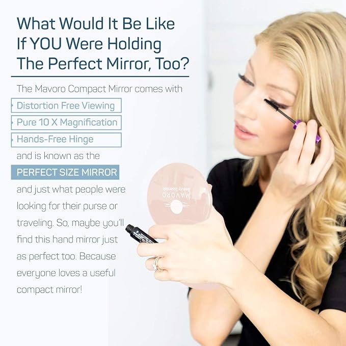 4" Compact Travel Makeup Mirror,1x/10x Magnification, Dual-Sided (Pink)