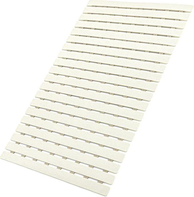 MBOSS Bath Tub Shower Mat Non Slip Bathtub Mats for Bathroom Shower Floor Mat Bath Mats for Shower Tub Anti Slip Shower Mat with Drain Hole and Large Suction Cups (Ivory White, 27.5 X 15.7 Inch)