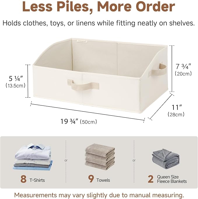 StorageWorks Closet Storage Bins Trapezoid, Beige, Large, 3-Pack | Linen Closet Organizer and Storage, Closet Organizer Bins, Shelf Baskets for Clothes, Purses, Towels