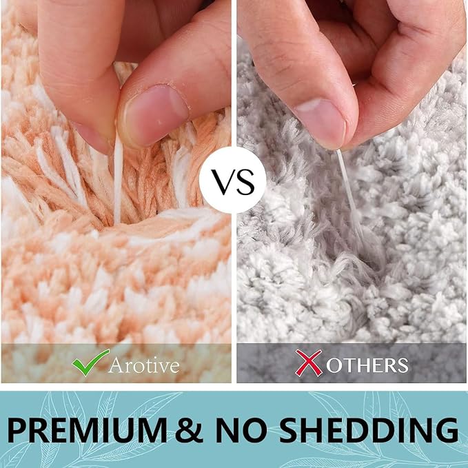Arotive Microfiber Bathroom Rugs, Shaggy Soft Absorbent Bath Rug, 30x20 | Peach, Rubber Backing Thick Plush Machine Washable Dry Bath Mats for Bathroom, Tub and Shower, Rectangular