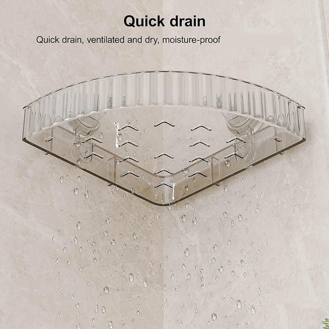 Adhesive Shower Caddy Suction Cup Shower Shelves for Inside Shower No Drilling Bathroom Organizers and Storage Wall Shelf Rack Clear(clear,corner)
