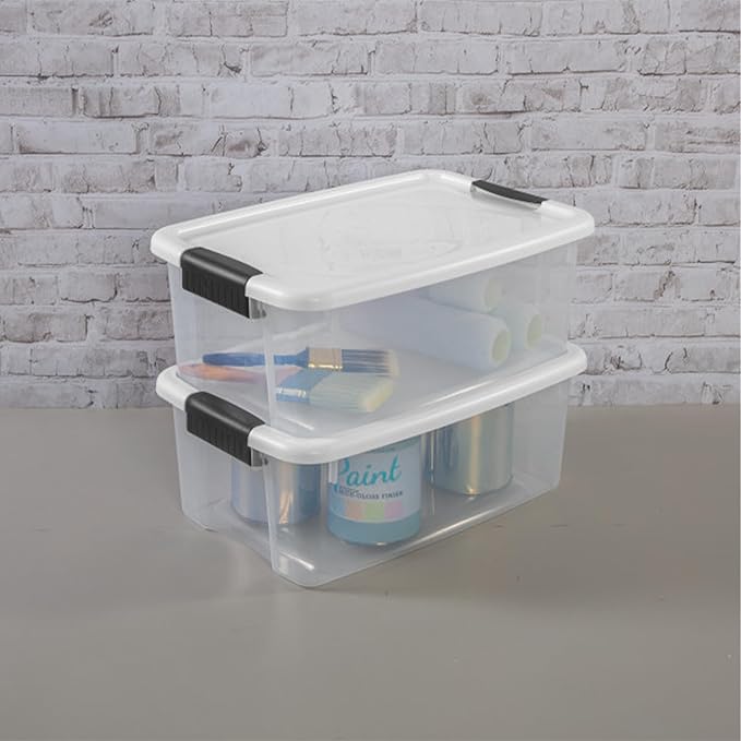 Sterilite 18 Qt Ultra™ Latch Box, Durable Clear Storage Bin w/ Lid, 6 Pack | Heavy-Duty and Stackable Plastic Containers with Latches for Closet, Cabinet, Bedroom, Bathroom and Dorm Room Organization