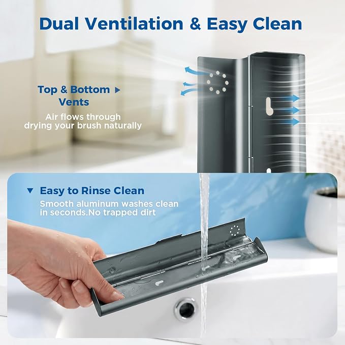 Toothbrush Travel Case Aluminum, Portable Toothbrush Holders Travel, Manual Toothbrush Case Container for Traveling, Bathroom, Camping, Business Trip-1Pack Gray