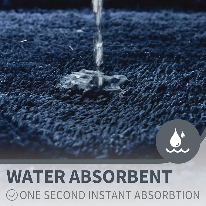 GRANNY SAYS Blue Bathroom Rug 36" x 24", Non-Slip Microfiber Bath Mat | Ultra-soft, durable TPR backing for reliable grip, fast water absorption, machine washable for Vanity, Shower, Tub