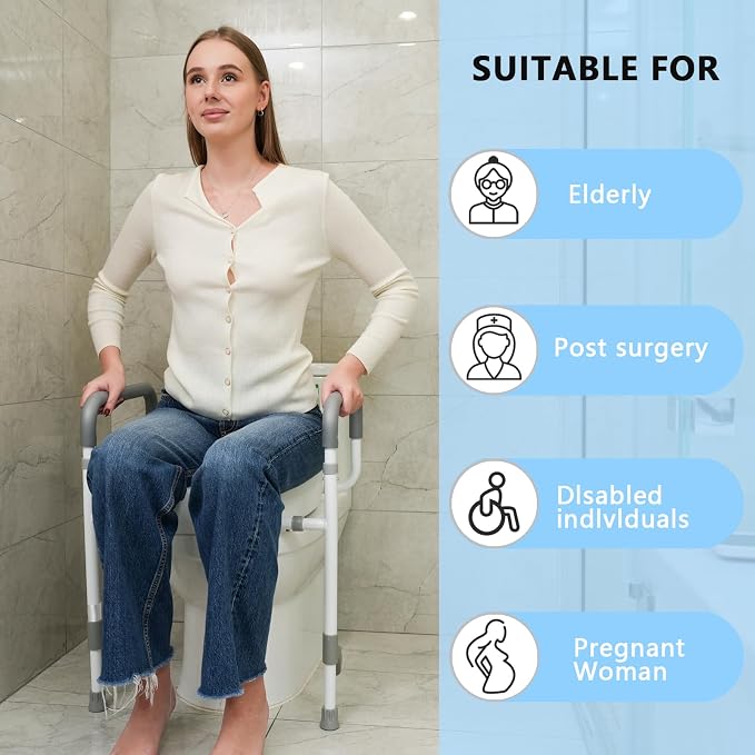 Toilet Seat Risers for Seniors with Handles, 3.5-inch Rise | Raised Toilet Seat with Handles for Seniors, Elevated Toilet Riser for Handicap & Elderly, Assists Standing & Sitting