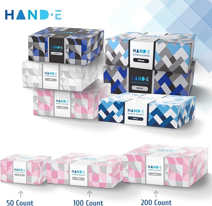 Hand-E Touch Pink Nitrile Disposable Gloves - Esthetician, Nail Tech, Hair Dye & Stylist, Cleaning Gloves