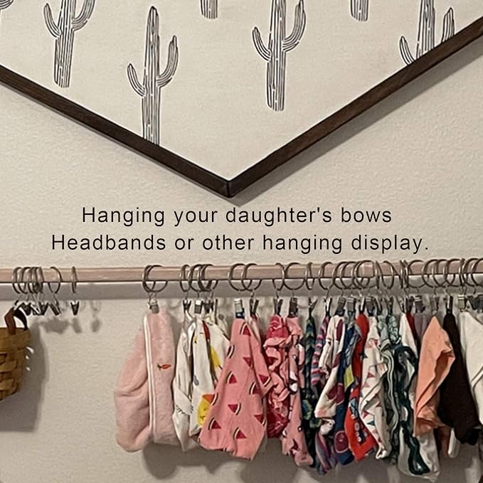 LLPJS 40 Pack Curtain Rings with Clips, Curtain Clip Rings Hooks, Bow Hanger Clips for Hanging Drapery Drapes Bows, Ring 1.26 inch Interior Diameter, Fits up to 1" Rod, Matte Silver