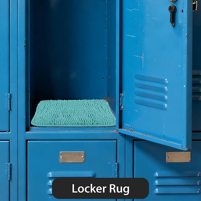 Small Bathroom Rug 12"x12" – Washable and Absorbent Mini Bath Mat, Non Slip, Thick Soft Chenille Bath Rugs for Bathroom, Shower, Locker Rug(Teal)