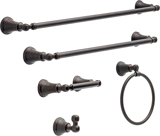 Delta Woodhurst (1-Pack) Toilet Paper Holder Venetian Bronze Tissue Roll Holder for Bathroom Organization and Storage Pivoting Toilet Tissue Holder Wall Bathroom Accessories 73250-RB