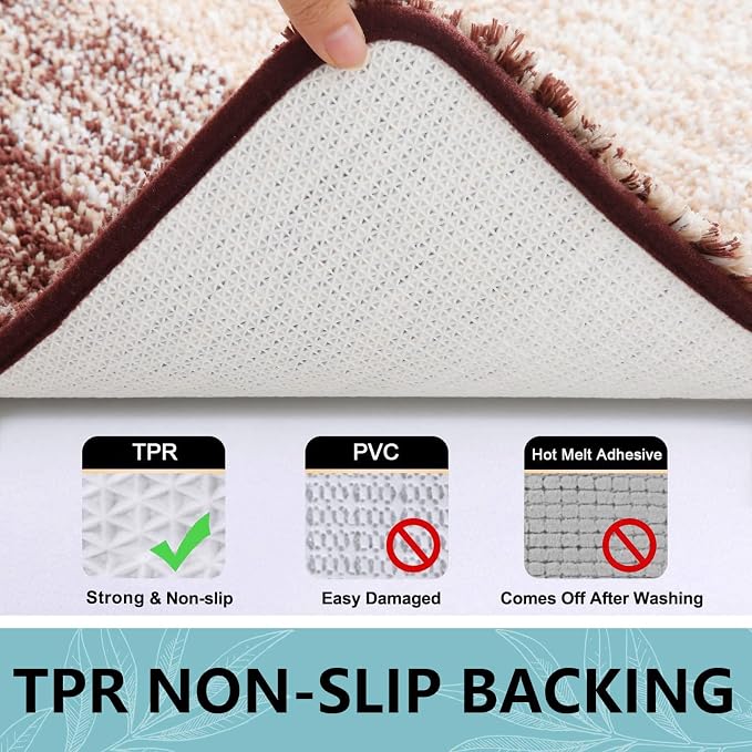 Arotive Microfiber Bathroom Rugs, Shaggy Soft Absorbent Bath Rug, 59x35 | Brown, Rubber Backing Thick Plush Machine Washable Dry Bath Mats for Bathroom, Tub and Shower, Rectangular