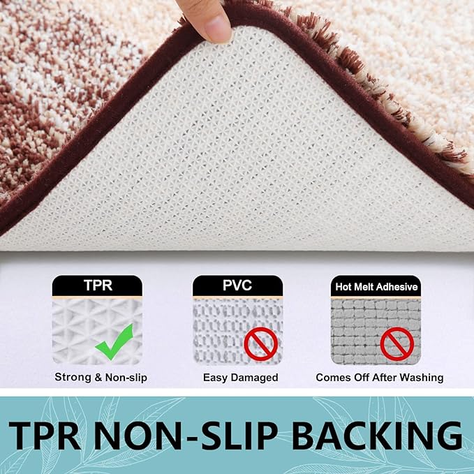 Arotive Microfiber Bathroom Rugs, Shaggy Soft and Absorbent Bath Rug, 24x24 | Brown, Rubber Backing Thick Plush Machine Washable Dry Bath Mats for Bathroom, Tub and Shower, Round