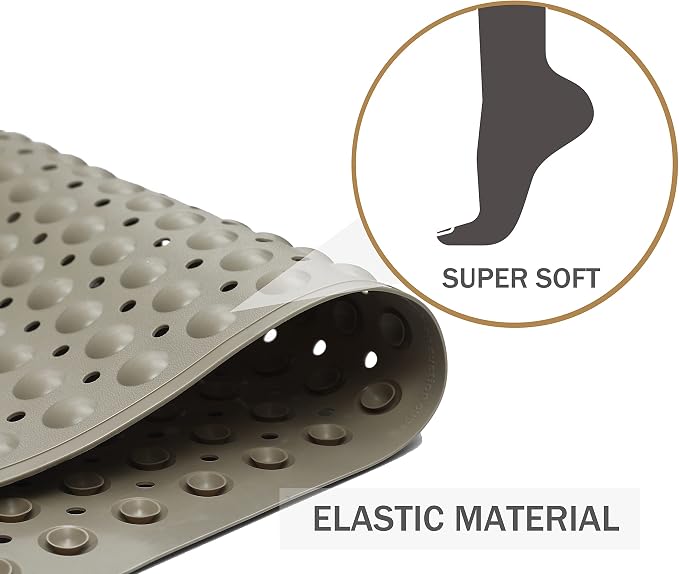 Bathtub Mat Non Slip Shower Mat Bath Mat for Tub 28"X16" Light Brown | Bath Tub Mat Non Slip, Machine Washable, Foot Massage, Non Slip Bath Mat, Shower Mat for Inside Shower, Bathroom Mat