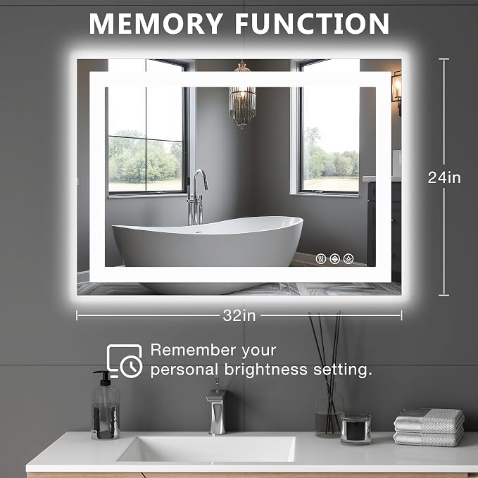 NEWBULIG Bathroom Mirror, Wall Mirror with Aluminum Alloy Thin Frame, Bathroom Mirrors for Over Sink, Bedroom, Living Room, Entryway