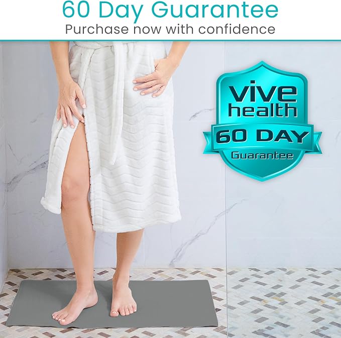 Vive Non-Slip Bath Mat with Suction Cups - 28" x 16" Extra Large Rubber Mat | For Safety & Comfort - Patented Grip Prevents Slips and Falls for Kids, Elderly, Men, Women - XL Non Skid Shower & Tub Cover