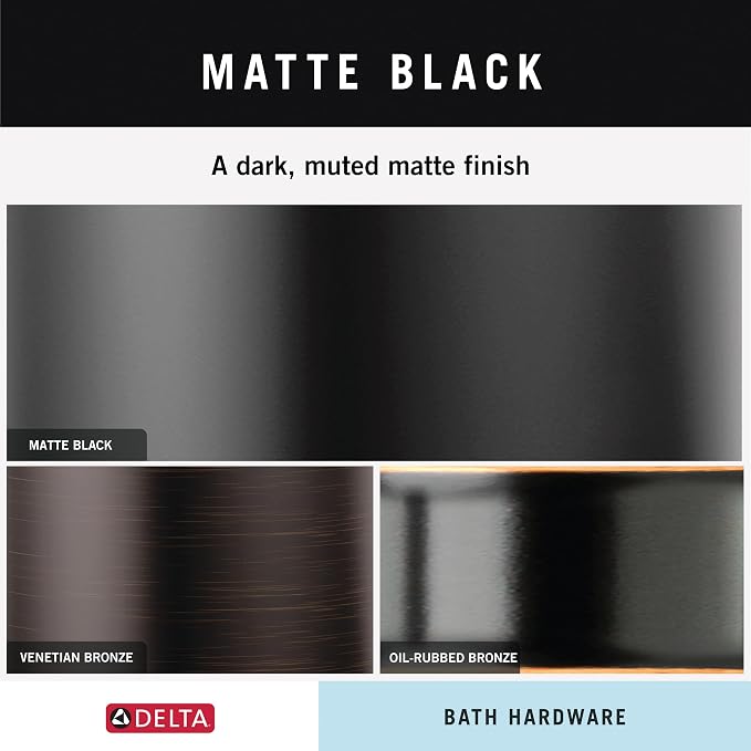 Delta Faucet Becker (1-Pack) Toilet Paper Holder, Matte Black, Wall Mounted Euro Hook Design BCK50-MB