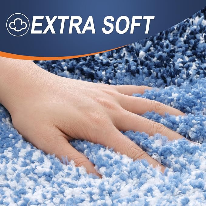 OLANLY Large Bathroom Rugs 50x30, Extra Soft Absorbent Microfiber Bath Rugs | Navy, Non-Slip Quick-Drying Rubber Backing, Machine Washable Plush Bath Mat for Floor, Tub and Shower, Home Decor Accessories