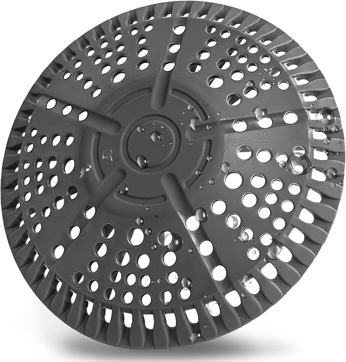 Shower Drain Hair Catcher, 5.5in Shower Hair Catcher Large Premium Silicone Drain Protector Strainer, Shower Drain Cover for Shower Room, Floor Drain, Bathroom Sink, Dark Grey
