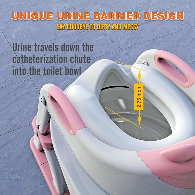 Potty Training Toilet for Toddlers, 2-in-1 Potty Training seat, Anti-Slip | SKYROKU, Fits Round & Elongated Toilets, 6 Heights, Splash Guard, Foldable, Holds 200+ lbs, Step Stool, Dishwasher Cushion