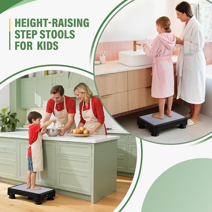 SOYO Mobility One Step Stool Platform for Adults & Elderly, Black-Gray | Adjustable Small Step Riser for Seniors, Indoor Outdoor Non-Slip Standing Support Portable Low Step for Car, Bed, Bathroom