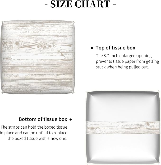Bless You Tissue Box Cover Square, Wooden Board Texture Tissue Box Holder Waterproof Leather Facial Paper Organizer Dispenser for Bathroom Home Car Nightstand Vanity Desk