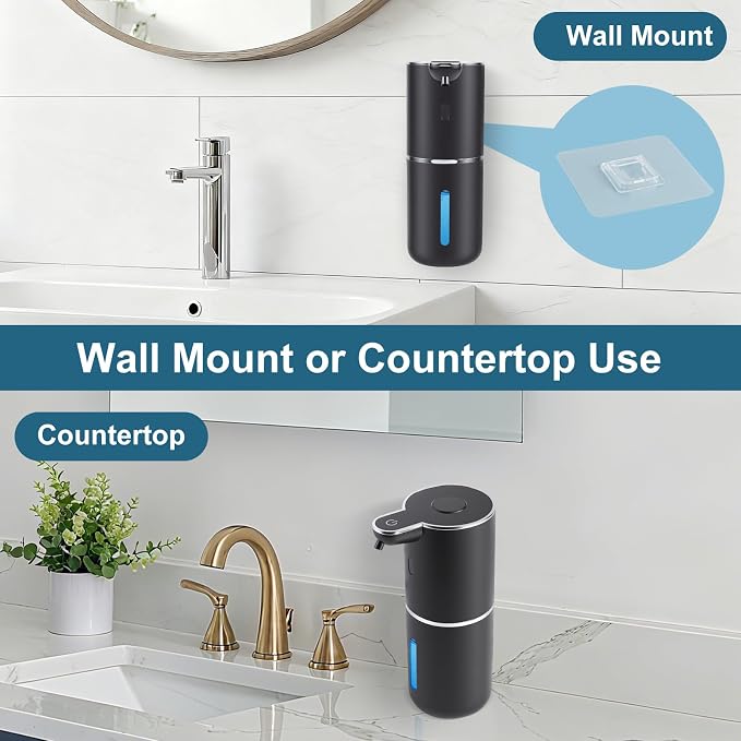Automatic Soap Dispenser, Hand Soap Dispenser 12.8oz/380ml Smart Rechargeable, Liquid Touchless Soap Dispensers with 6-Level, Wall Mounted or Countertop Dish Soap Dispensing for Bathroom & Kitchen