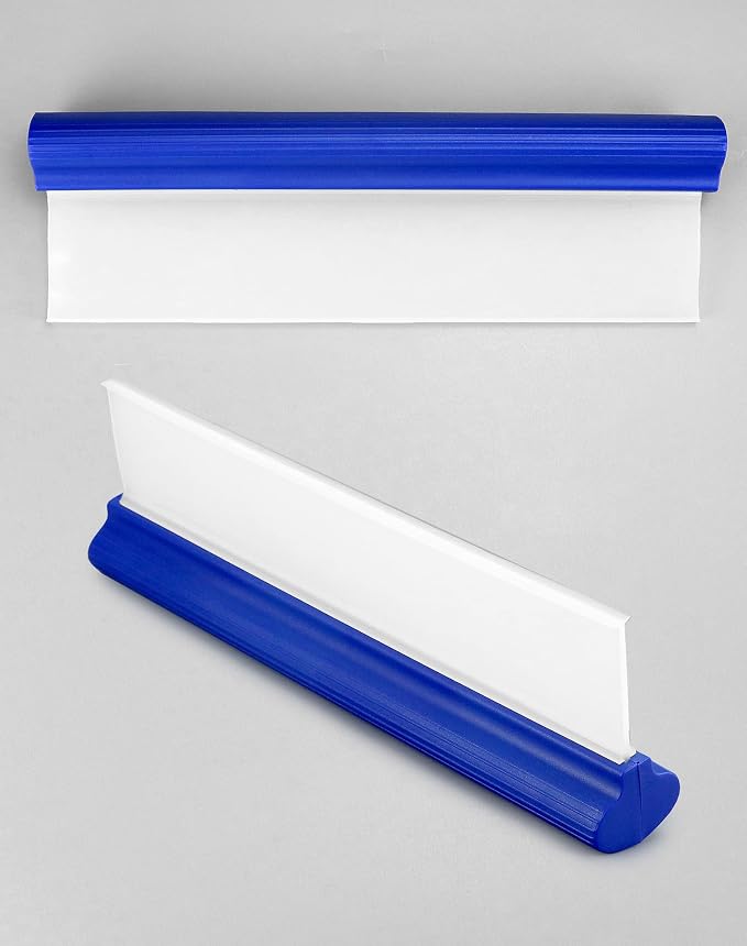 QWORK Car Squeegee, 2 Pack 12 inch Flexible Car Water Scraper Tool Silicone Window Squeegee for Car Or Home Use, Washing & Wiping Glass, Mirror & Shower Doors, Blue