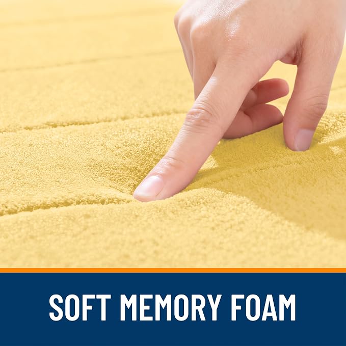 OLANLY Memory Foam Large Bath Mat 70x46, Super Soft Absorbent Bathroom Rugs | Yellow, Quick Dry Bath Rug, Machine Washable Shower Floor Mats, Bathmat Carpet for Bathroom Floor, Tub and Shower