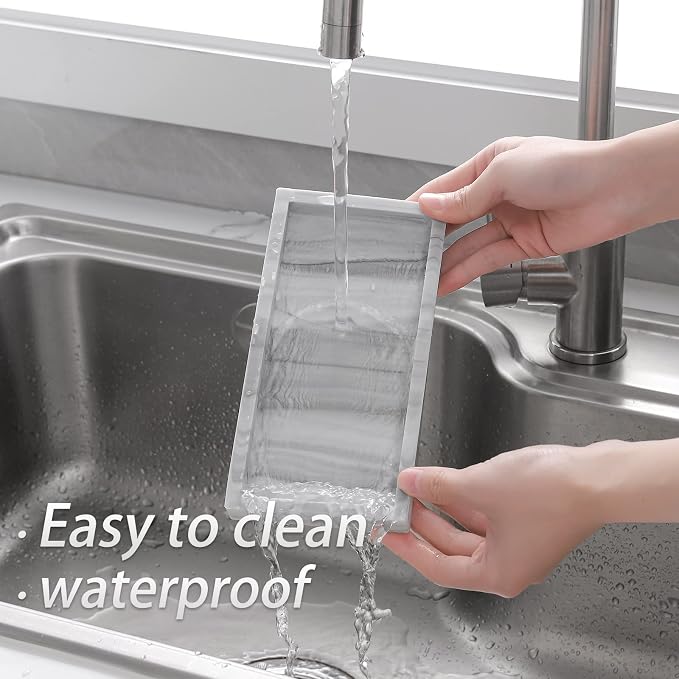 Silicone Bathroom Vanity Tray Dish Soap Holder Sink Organizer, Marble Grey | Small, Thickened Silicone, Easy to Clean, Waterproof, Non-Slip, for Countertop, Kitchen, Bedroom, Dresser