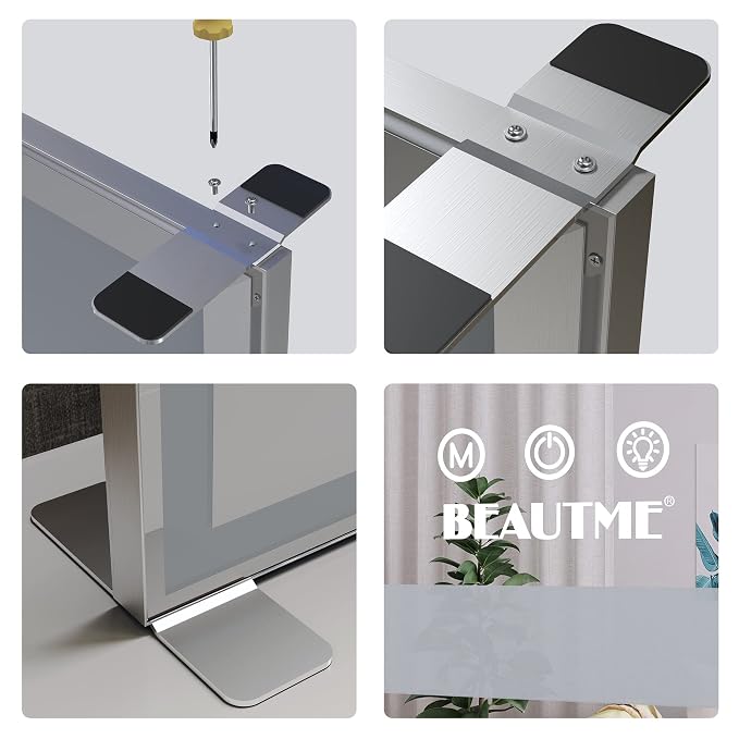Large 40x24 inch,Mirror with Lights for Dressing Room, Extra Long Vanity Mirror for Bedroom,Wall 10X Cosmetic Mirrors,Silver