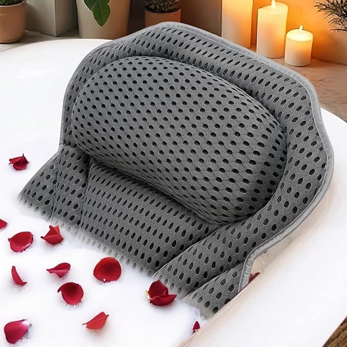 Bath Pillow Bathtub Pillow, 4D Bath Pillows for Tub Neck and Back Support, Luxury Spa Bath Tub Pillow Fit Hot Tub, Bathtub, Relaxing Bath Accessories Spa Gifts for Women Adults