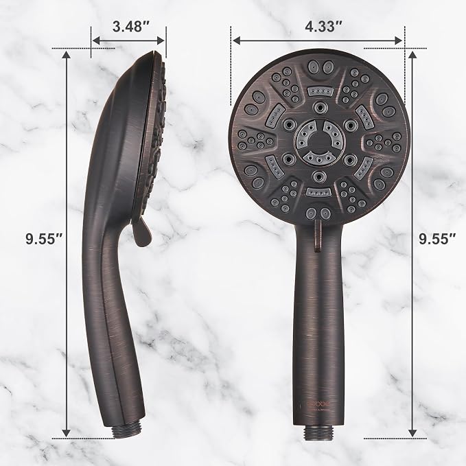 Cobbe 8-Setting Handheld Shower Head, Water-Saving Design, ORB | Trickle Pause Mode, 5ft Stainless Steel Hose, Brass Swivel Bracket, Tool-Free Installation