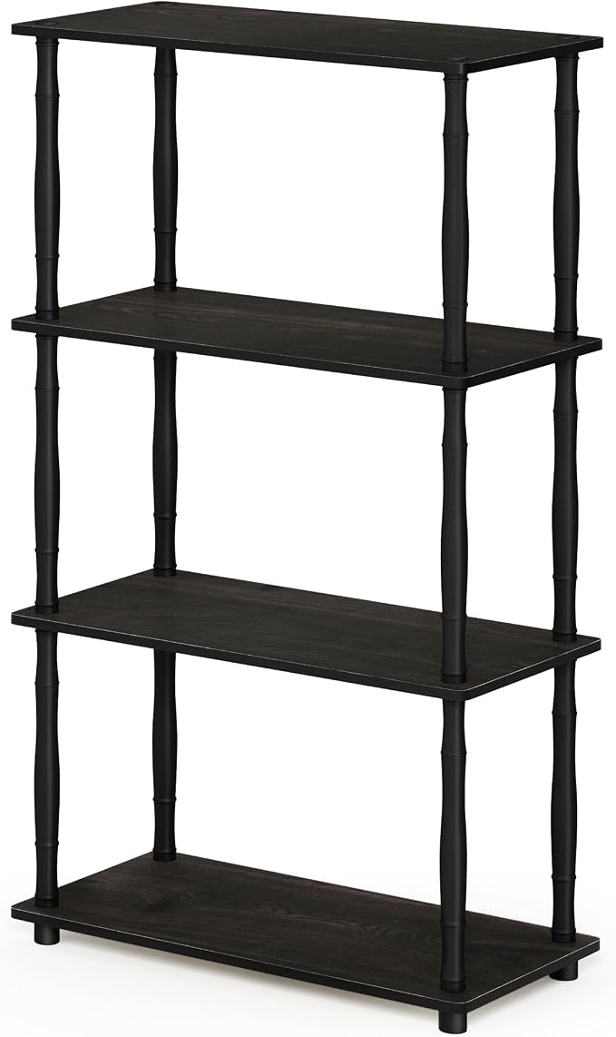Furinno Turn-N-Tube 4-Tier Multipurpose Shelf Display Rack, Classic Tubes, Espresso/Black | Book Shelf, Corner Shelf, Open Shelves, Classic Tubes, for Organization, Living Room, Home Office
