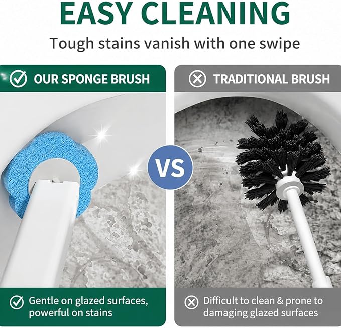 60-Pack Disposable Toilet Brush Refill Pads, Disposable Toilet Bowl Wand Refills, Toilet Cleaning Refills, Toilet Scrubber Refills, Brush Head Replacement for Toilet, Urinal, Bathtub & Wash Basin