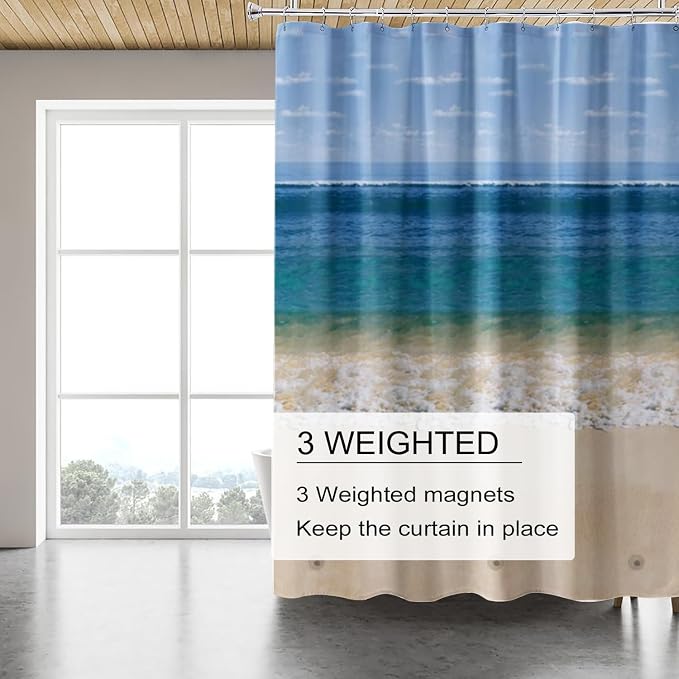TIKABC Shower Curtain Liner, 4G PEVA Shower Liner, Plastic Waterproof Shower Curtains, 72x72 inch with Grommet Holes 3 Magnetic Weights