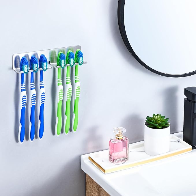 Electric Toothbrush Head Holder, Toothbrush Holders Wall Mounted, Electric Toothbrushs Holder, Bathroom Shower Tooth Brushing Holder, Tooth Brush Head Holder Organiser (Silver, Extra Large)