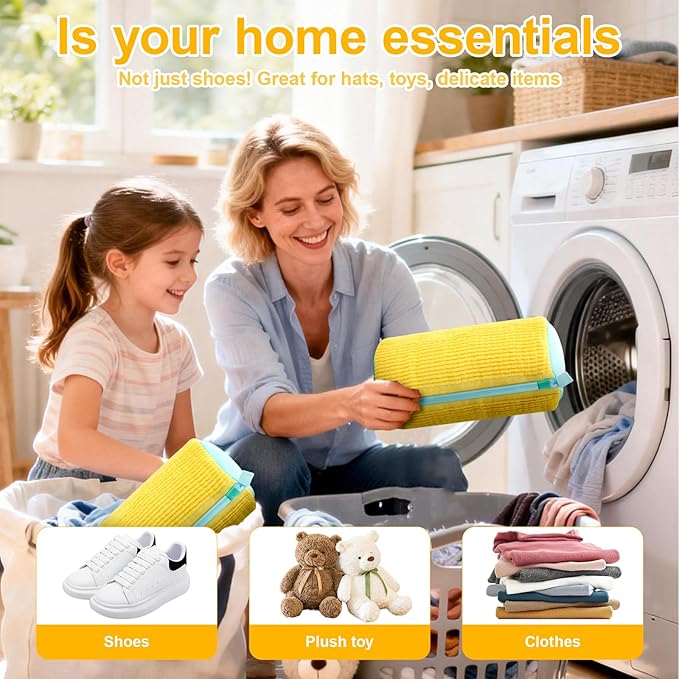 Shoe Washing Machine Bag – Reusable Laundry Shoe Bag for Sneakers, Running Shoes & White Shoes, Helps Protect Against Deformation, Scratches & Washer Damage (Off White 2pcs)