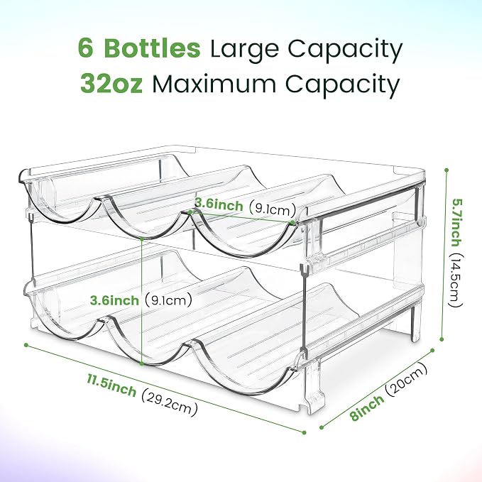 spospo Water Bottle Organizer for Cabinet, Water Bottle Storage Organizer, 2 Packs Water Bottle Storage Rack, Water Bottle Holder for Cabinet, Stackable Water Bottle Storage Rack | 2 Packs Tumbler Organizer, Water Bottle Holder for Cabiner, Fridge, Kit...