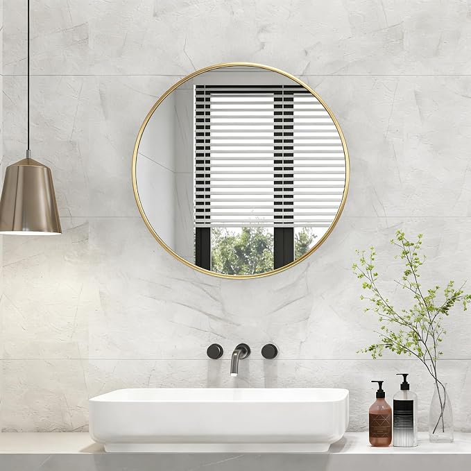 NEWBULIG Bathroom Mirror, Wall Mirror with Aluminum Alloy Thin Frame, Bathroom Mirrors for Over Sink, Bedroom, Living Room, Entryway