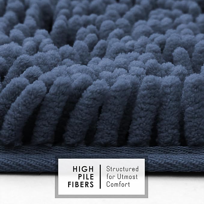 Hearth & Harbor Bathroom Rugs, Chenille Bath Mat - Machine Washable Bath Mats for Bathroom Non-Slip Backing Rubber, Quick Dry Bathroom Mat