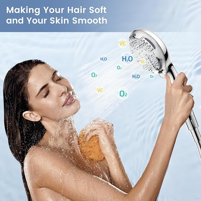 FEELSO Filtered Shower Head with Handheld, High Pressure 7-Spray Showerhead | Shower Filter Head for Hard Water, Remove Chlorine, Reduce Dry Itchy Skin, Anti-clog Nozzles, Power Wash to Clean Tub&Pet